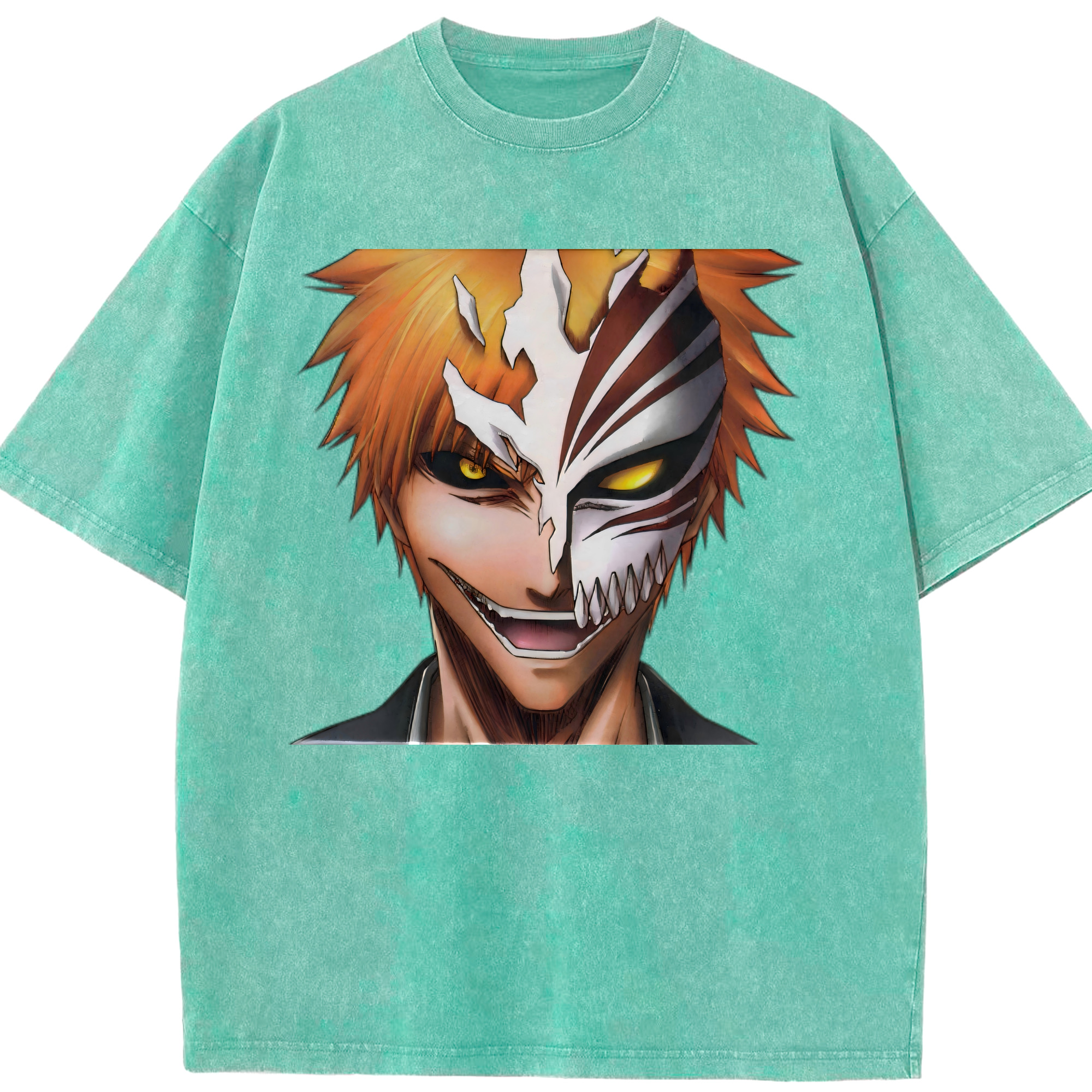 （画像用） ブリーチ 黒崎一護（くろさき いちご）BLEACH Kurosaki Ichigo 綿100% ヴィンテージ風 半袖Tシャツ（フロントプリント）